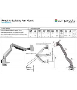Maclocks Compulocks Articulating Monitor Reach Arm VESA Mount 100x100mm and 75x75mm