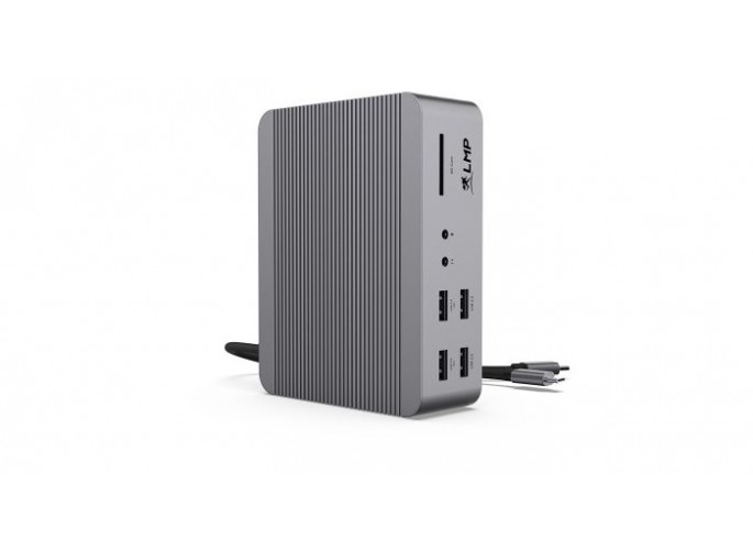 LMP USB-C SuperDock 4K 15 Port & Dual 4K@60 Hz, Slot T-Bar, 2x HDMI, Mini-DP, DP, Gigabit, 2x USB-A 3.0 , USB-A 3.1 Gen2, 2x USB-C 3.1 Gen2, 2x USB 2.0, 3.5mm Audio, SD 4.0,, 87W PD, 130W DC