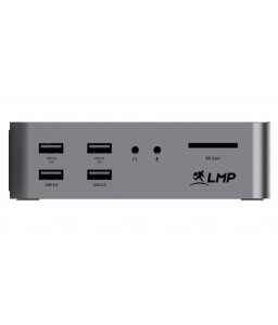 LMP USB-C SuperDock 4K 15 Port & Dual 4K@60 Hz, Slot T-Bar, 2x HDMI, Mini-DP, DP, Gigabit, 2x USB-A 3.0 , USB-A 3.1 Gen2, 2x USB-C 3.1 Gen2, 2x USB 2.0, 3.5mm Audio, SD 4.0,, 87W PD, 130W DC
