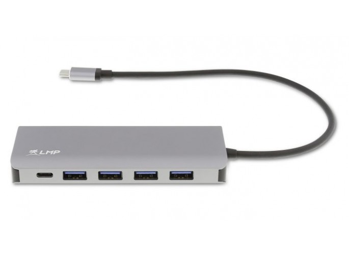 LMP USB-C Hub, 7 port USB-A (4) & USB-C (3) hub, charging function (BC1.2), external power supply (36W), space gray