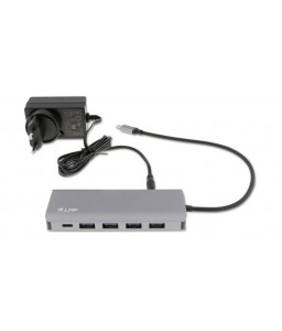 LMP USB-C Hub, 7 port USB-A (4) & USB-C (3) hub, charging function (BC1.2), external power supply (36W), space gray