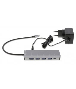 LMP USB-C Hub, 7 port USB-A (4) & USB-C (3) hub, charging function (BC1.2), external power supply (36W), space gray