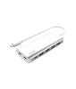 LMP USB-C Hub, 7 port USB-A (4) & USB-C (3) hub, charging function (BC1.2), external power supply (36W), silver