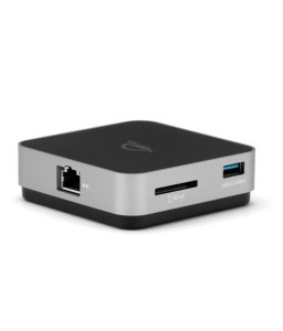 OWC USB-C Travel Dock E 6 ports: 2 x USB 3.2 Type-A, 1 x HDMI 2.0, 1 x SD card reader, 1x Gigabit Ethernet, 1 x USB-C