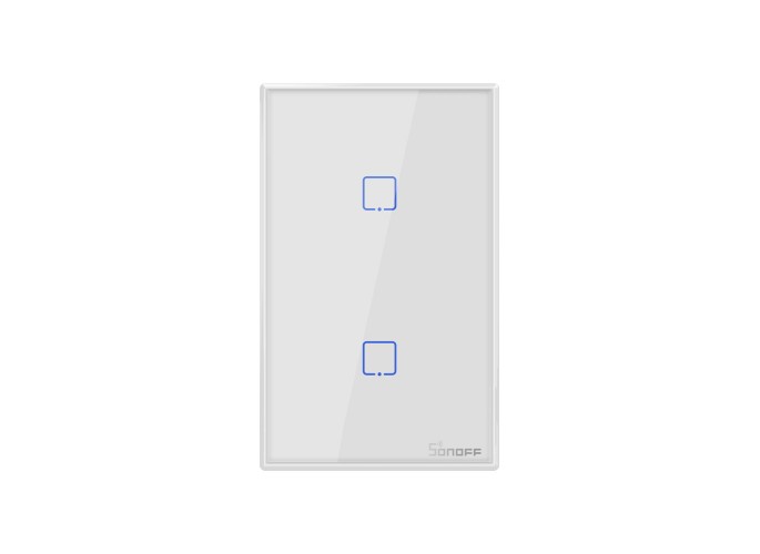 Sonoff T2US2C - Wi-Fi Smart Wall Switch US a 2 canali - Bianco