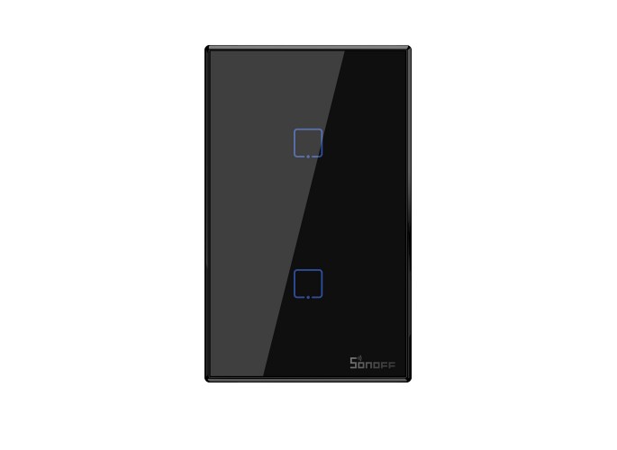 Sonoff T3US2C - 2-gang Wi-Fi Smart Wall Switch US - Black