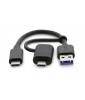 LMP 2-in-1 USB-C (m) to USB-A (m) & USB-C (m) data cable, 10G/1A, 15 cm, black