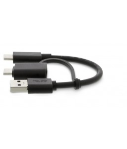 LMP 2-in-1 USB-C (m) to USB-A (m) & USB-C (m) data cable, 10G/1A, 15 cm, black