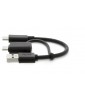 LMP 2-in-1 USB-C (m) to USB-A (m) & USB-C (m) data cable, 10G/1A, 15 cm, black