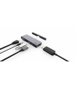 LMP USB-C Tablet Dock 4K 5 Port, for iPad Pro, HDMI 2.0, USB 3.0, USB-C (PD), Gigabit Ethernet, Audio 3.5mm, space gray