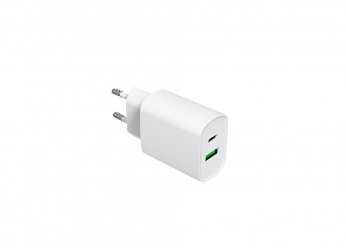 LMP Dual Port Power Adapter 18W, USB-A & USB-C, QC 3.0 & PD (max. 18W) - white