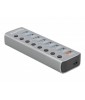 Delock USB 3.2 Gen 1 Hub with 7 Ports + 1 Fast Charging Port + 1 USB-C™ PD 3.0 Port with Switch and Illumination