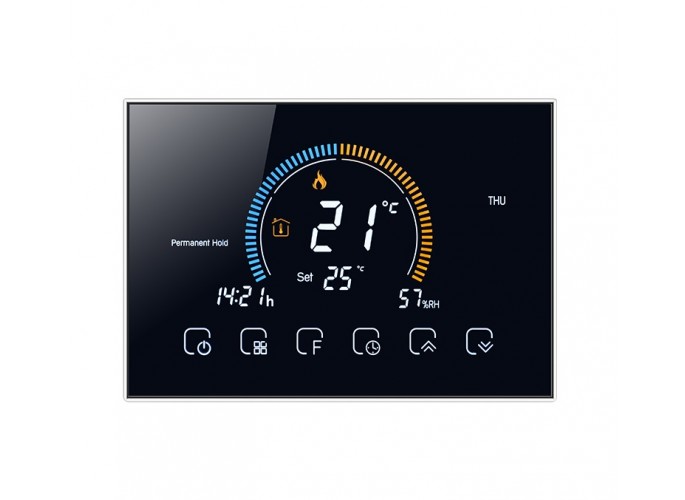 Renov8 Smart Wi-Fi Thermostat with color LCD for gas boiler with dry contact - compatible 86x86 and round 60mm box