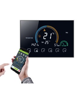 Renov8 Smart Wi-Fi Thermostat with color LCD for gas boiler with dry contact - compatible 86x86 and round 60mm box