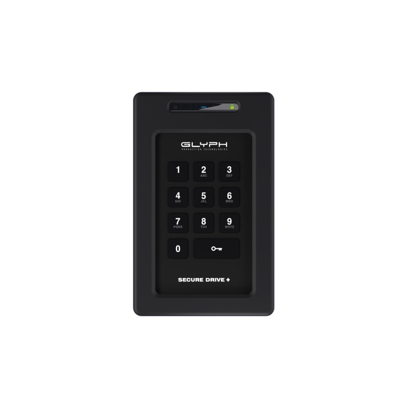 Glyph SecureDrive+ Keypad, 2TB Encrypted HDD Drive with Keypad, Bus-powered, USB 3.2 Gen1, USB-C & Thunderbolt compatible