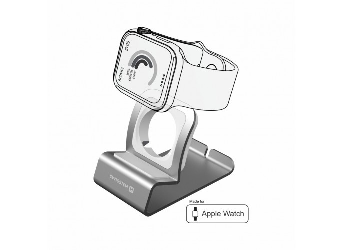 Swissten Aluminum stand for apple watch silver