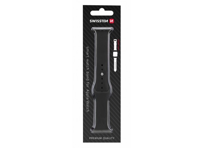 Swissten Silicone band for apple watch 42-44 mm black