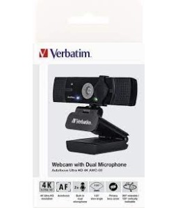 Verbatim Webcam-03 Ultra Hd 4k Autofocus Webcam With Dual Microphone