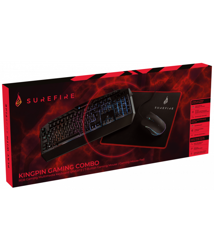 SureFire KINGPIN COMBO SET - TASTIERA RGB CON MOUSE A 7 PULSANTI E TAPPETINO - LAYOUT ITALIANO