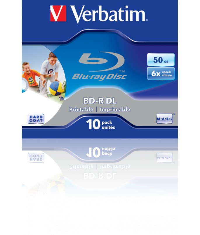 Verbatim BD-R Dual Layer 50 GB 6x Wide Printable No-Id Surface Hard Coat (10 Pack)