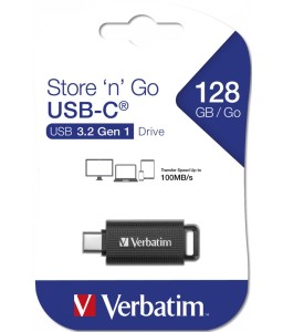 Verbatim Store 'n' Go USB Drive 3.2 Gen 1 128GB Retractable USB-C (USB 3.2 Gen 1x2)