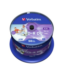 Verbatim DVD+R Double Layer 8.5gb 8x Wide Printable No-Id Surface (50 Pack)