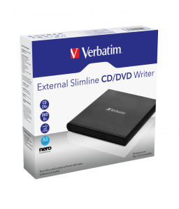 Verbatim External Slimline DVD Rewriter USB-A 2.0 Black (Win)