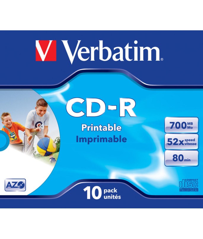 Verbatim CD-R AZO 700MB 52X WIDE PRINTABLE SURFACE (10 PACK)