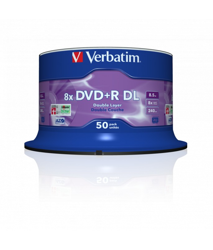 Verbatim DVD+R Double Layer 8.5gb 8x Matt Silver Surface (50 Pack)