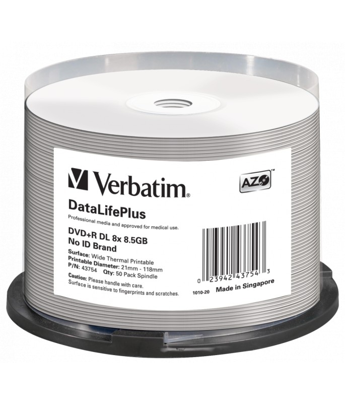 Verbatim Dvd+R Double Layer 8.5gb 8x Wide Thermal Printable (50 Pack)