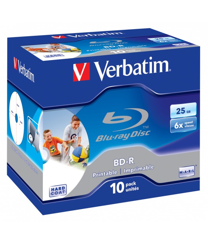 Verbatim Bd-R Single Layer 25 GB 6x Printable Surface Hard Coat (10 Pack)