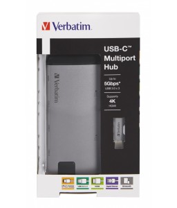 Verbatim USB-C Multiport Hub USB 3.1 Gen 1 / USB 3.0x3 / HDMI / SDHC / MicroSDHC / RJ45