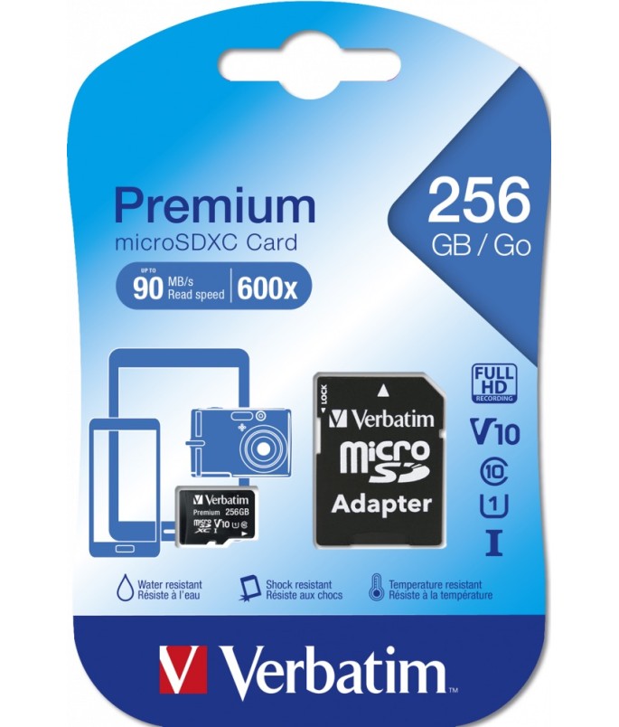 Verbatim Micro SDXC Premium 256GB Class 10 incl. Adapter
