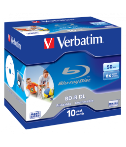 Verbatim BD-R Dual Layer 50 GB 6x Wide Printable No-Id Surface Hard Coat (10 Pack)