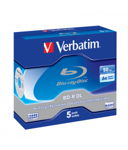 Verbatim BD-R Dual Layer 50 GB 6x White Blue Surface Hard Coat (5 Pack)