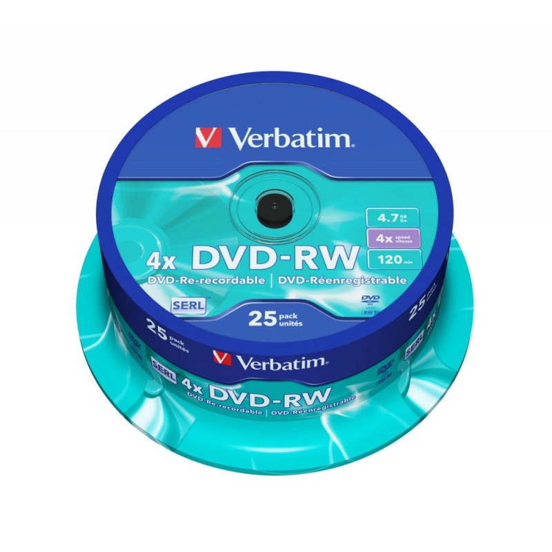 Verbatim DVD-RW SERL 4.7GB 4x Matt Silver Surface (25 Pack)