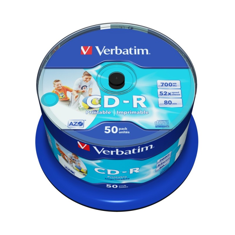Verbatim CD-R AZO 700MB 52x Wide Printable No-Id Surface (50 Pack)