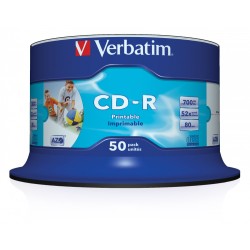 Verbatim CD-R AZO 700MB 52x Wide Printable No-Id Surface (50 Pack)