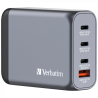 Verbatim GaN Charger 100W - 2x USB-C PD 100W, 1x USB-C PD 65W, 1x USB-A QC 3.0