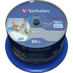 Verbatim BD-R SL (Single Layer) Datalife HTL 25GB 6X Wide Printable NO-ID (50 PACK)