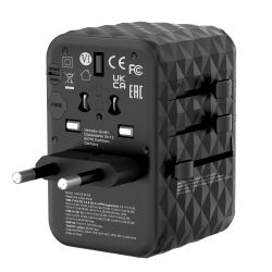 Verbatim GaN III Universal Travel Adapter UTA-05 with 2 x USB-C PD & QC 4+ & 2 x USB-A ports
