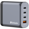Verbatim 140W 4-Port GaN Wall Charger 2 x USB-C® PD 140W / 1 x USB-C® PD 20W / 1 x USB-A QC 3.0 (EU/UK/US)