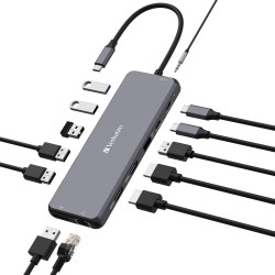Verbatim USB-C Pro Multiport Hub 13 Port CMH-13 (2 x HDMI | DP | RJ45 | USB-A 3.2 Gen2 | 3 x USB-A 3.2 Gen1 | 2 x USB-A 2.0 | Audio | 2 x USB-C PD)
