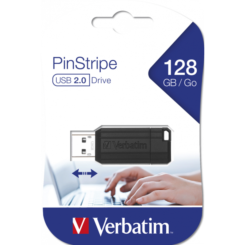 Verbatim USB Drive 2.0 Pinstripe 128GB Black