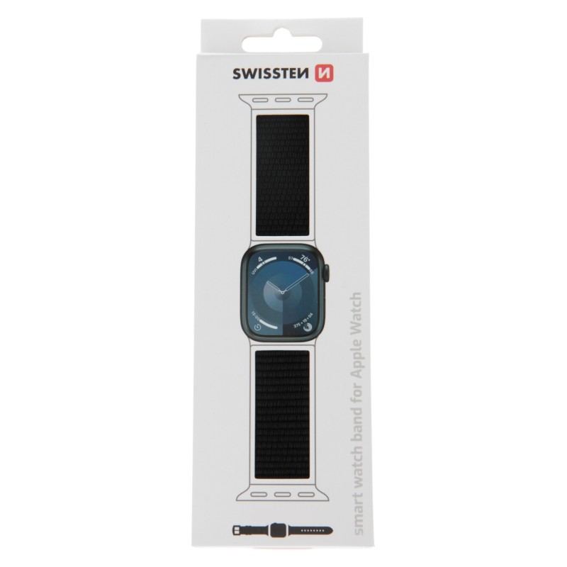 Swissten Nylon Band for Apple Watch 38/40/41 mm Black
