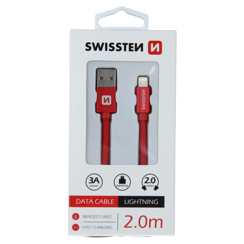 Swissten Data Cable Textile USB / Lightning 2.0 M Red