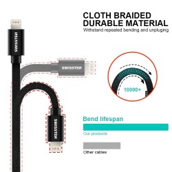 Swissten Data Cable Textile USB / Lightning 2.0 M Red