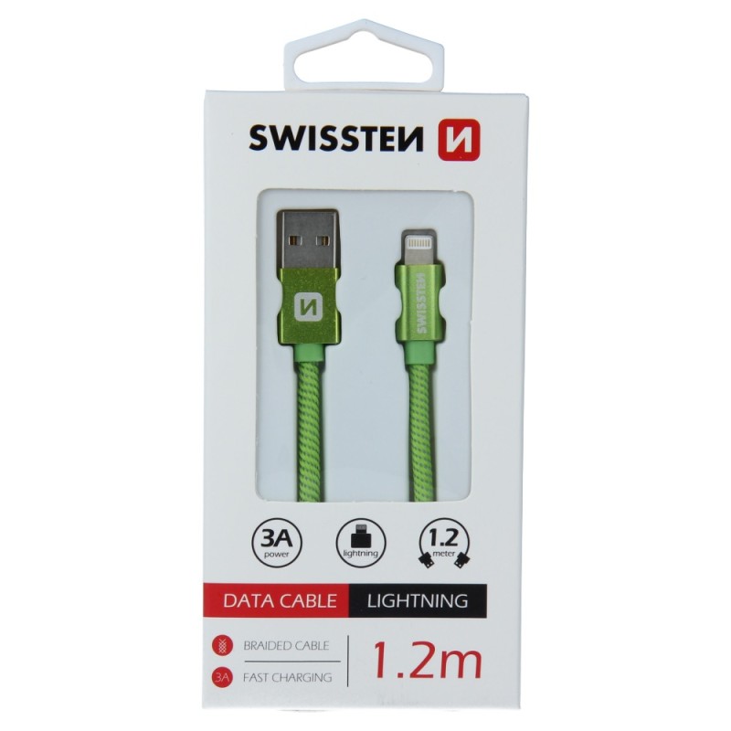 Swissten Data Cable Textile USB / Lightning 1.2 M Green