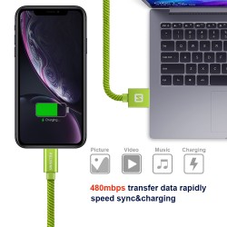 Swissten Data Cable Textile USB / Lightning 1.2 M Green