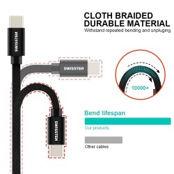 Swissten Data Cable Textile USB / USB-C 1.2 M Rose/Gold